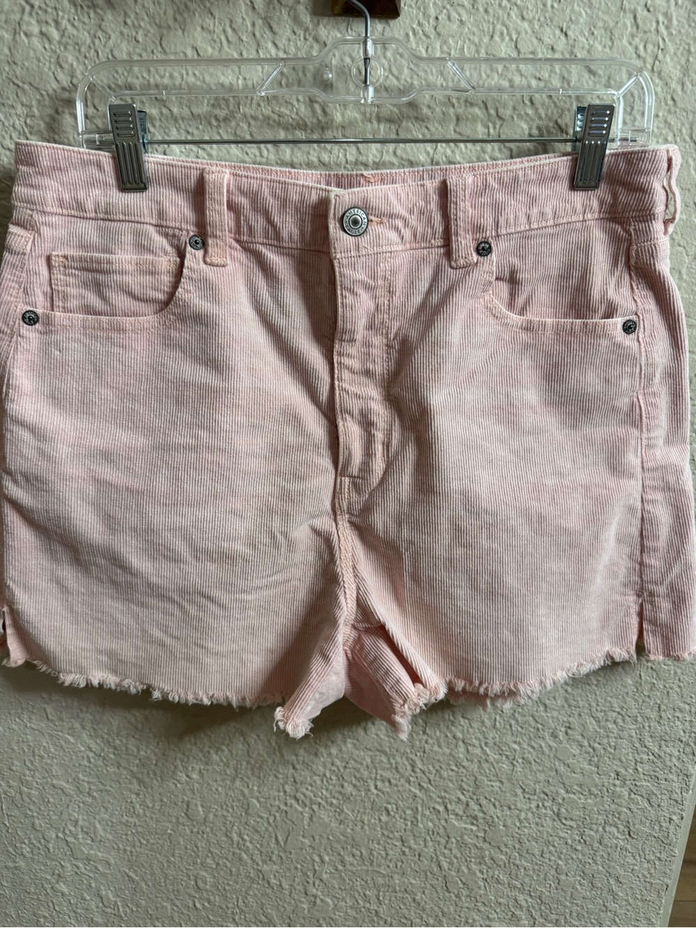 Women's Pink Corduroy Cutoff Shorts, 12